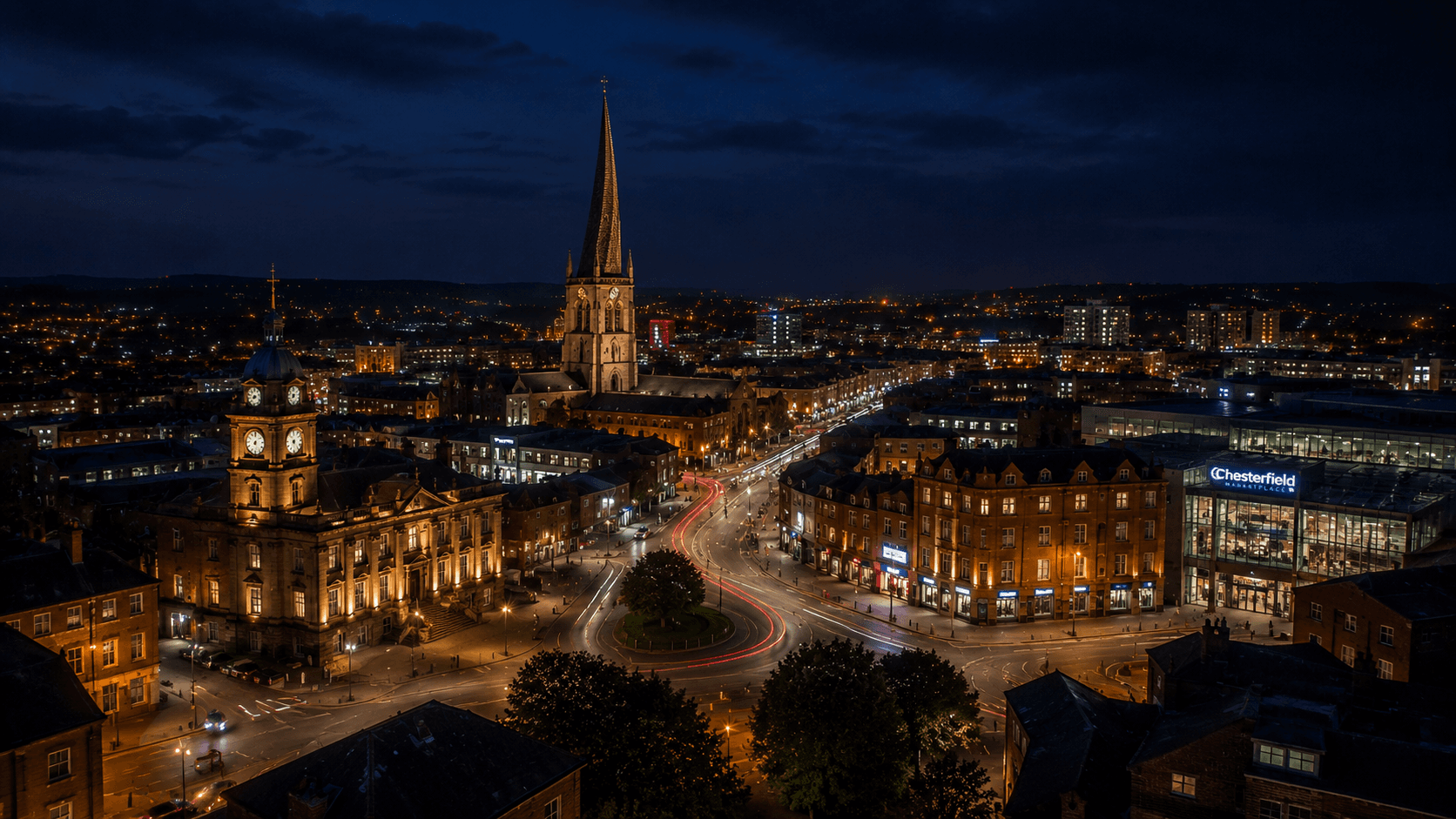 Chesterfield at night