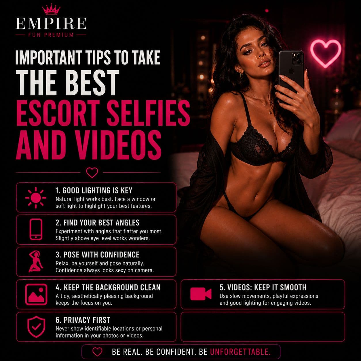 Important Tips to Take the Best Escort Selfies and Videos